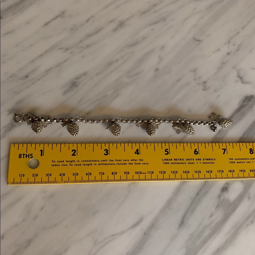 Sterling Silver Grape and Leaf Bracelet - Picture 2 of 2